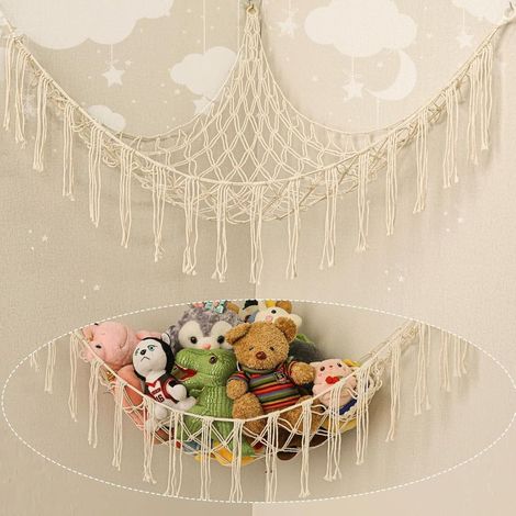 Hamac de Rangement pour Peluches et Jouets – Filet Suspendu en Macramé pour Chambre d’Enfant – Grande Capacité – Organisateur Mural Décoratif (1/5)