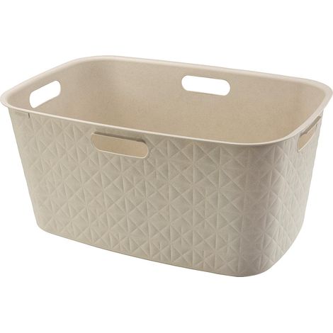 Coffre a Linge - CURVER - Softex - 45L - Plastique recyclé - 59 x 39 x 27 cm - Blanc cassé (1/2)