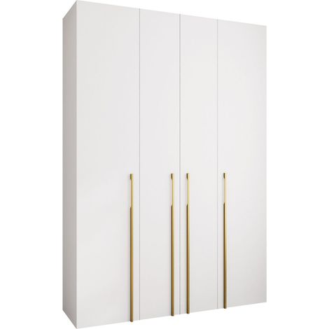 Armoire Hartford 570, Blanc, 246x170x52cm, Portes d'armoire: Avec des charnières, Nombre d'étagères: 12 (1/5)