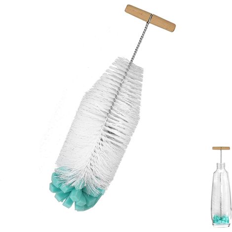Lot de 2 brosses de nettoyage pour biberons compatibles avec SodaStream - Pour biberons et bouteilles en verre - Anti-rayures - Poignée en bois durable (1/5)