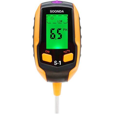 PH-mètre numérique 4 en 1 – Mesure pH, humidité, lumière et température – Sonde 20,5 cm pour intérieur et extérieur - SOL 4 EN (1/5)