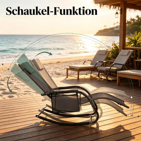 Chaise longue de jardin avec poche latérale, fauteuil inclinable extérieur, rocking chair, siège incurvé (uniquement pour chaise à bascule) (1/5)