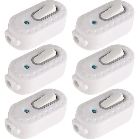 Interrupteur bipolaire, lot de 6 interrupteurs à bascule compacts en plastique 6A avec LED intégrée au cordon lumineux (1/5)