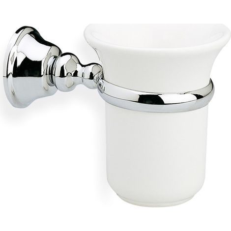 STILHAUS Bicchiere Portaspazzolini Da Muro In Ceramica Smart Cromo