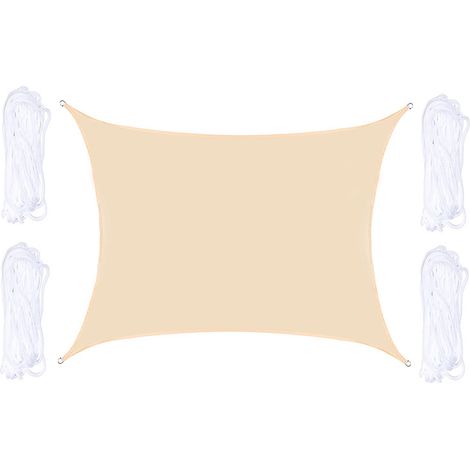 Voile d'ombrage, Toile Solaire Voile 2 x 3 m Voile d'ombrage Terrasse Rectangulaire Imperméable, Voile d'ombrage Jardin,Résistant Aux UV,pour en Plein air,Corde,Couleur Crème Toile ombrage (1/5)