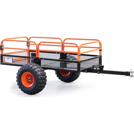 Wiltec Remolque 680 kg con rejillas y paredes laterales desmontables remolque para tractor de césped (1/5)