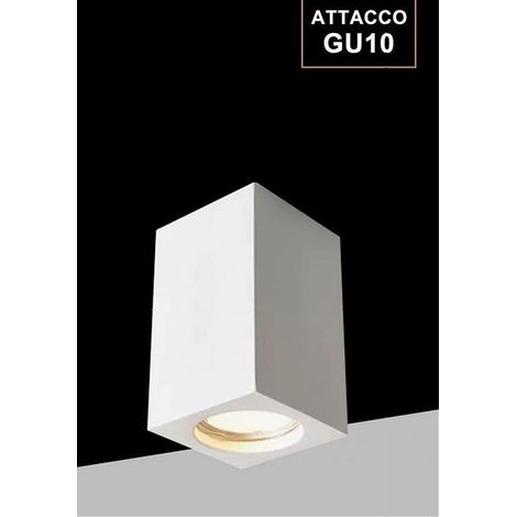 TrAdE Shop Traesio - Porta Faretto Lampada Da Soffitto Quadrato In Gesso Gu10 H110mm Ip20 Gs-c110-q - (1/5)