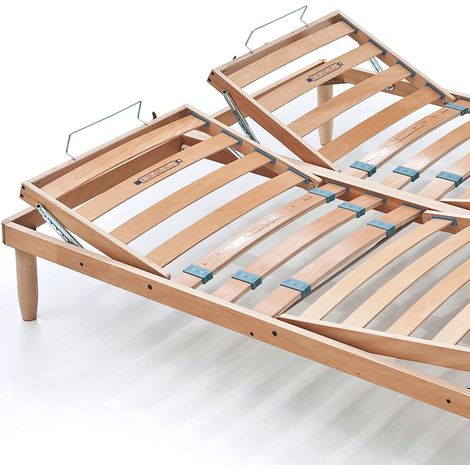 EVERGREENWEB Rete matrimoniale 165x190 cm a Doghe in Legno Naturale Faggio - ALZATE SEPARATE, Alzata Manuale ALZA Testa e Piedi Pieghevole Ortopedica Base Letto o Materasso con Regolatori Rigidit… 4 G (1/4)