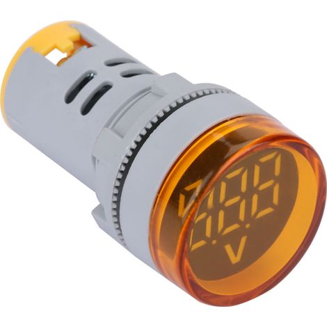 Voltmètre à LED avec voyant lumineux numérique, indicateur de tension continue, testeur à lampe ronde (jaune) (1/5)