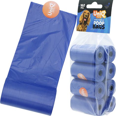 Sacchetti resistenti per escrementi di cane, sacchetti profumati per feci di cane UniQ Pets, 160 pezzi.