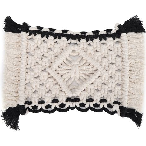 Coaster Cotton Material Hand‑Woven Rectangular Tassel Placemat Tablecloth Desktop DecorationA (1/5)