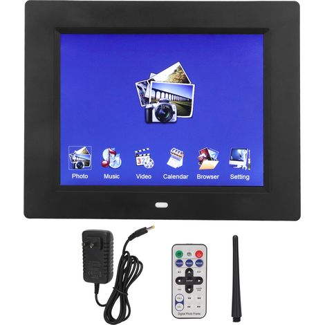 Cadre photo numérique 8 pouces HD 800x600, multifonction avec télécommande, écran électronique 100-240V prise américaine (1/5)
