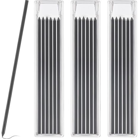 Lntyq 48Pcs Mine Crayon Chantier, 2.8mm Crayon de Chantier, Recharges pour Crayons de Charpentier Solides Remplacement, Recharges de Mines de Crayon Imperméables à L'eau pour Le Travail du Bois Constr (1/5)