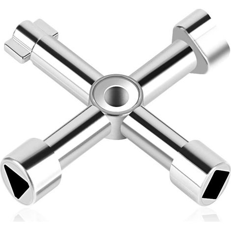 Clé Multifonction - Non spécifié - 4 Voies - Alliage Zinc - Compatible avec Électricité, Eau, Gaz (1/4)