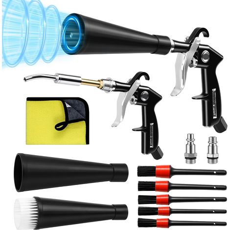 Pistolet Nettoyage Voiture – Haute Pression, pour Nettoyage en Profondeur Pour Intérieur Auto, Sièges, Moquette, 6-9,2 bar, 2 Buses, Pistolet Air Comprimé pour Espaces Étroits, Compatible Compresseur (1/5)