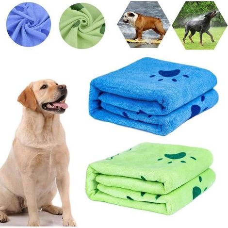2PCS Serviette pour Chien, Serviettes de Séchage en Microfibre pour Chien Chat Animaux, Serviette de Bain pour Chien Chat, (1/4)