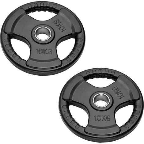 Coppia Dischi Olimpici per Bilancieri e Manubri Bumper Plates Foro da 50 mm Dischi Peso Gommati da 2,5 Kg a 20 Kg (2 dischi da 10 kg) FFitness (1/3)