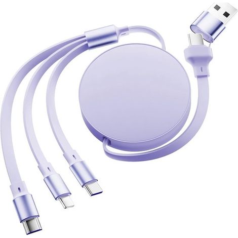 Cable de carga USB multifuncional 3 en 1, 120 W, con micrófono, para teléfono/portátil/tableta/Galaxy S23, tipo C, retráctil. (1/5)