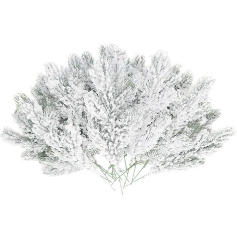 Lot de 20 branches de pin artificielles enneigées de 27 cm - Fausses tiges de pin givrées - Tiges de pin de Noël - Branches de sapin de Noël - Brindilles de sapin artificielles pour travaux manuels (1/5)