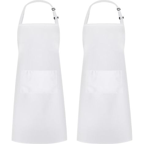 2 Tablier, Coton Polyester, Sangle réglable, 2 Poches, Cuisine Peinture Bricolage
