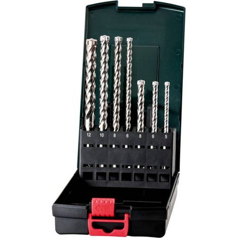 Metabo – Jeu de forets béton 7 pièces 5-12 mm – SDS-plus Pro 4 – Tête carbure pour perçage précis – Lot pour béton, pierre, brique (1/10)