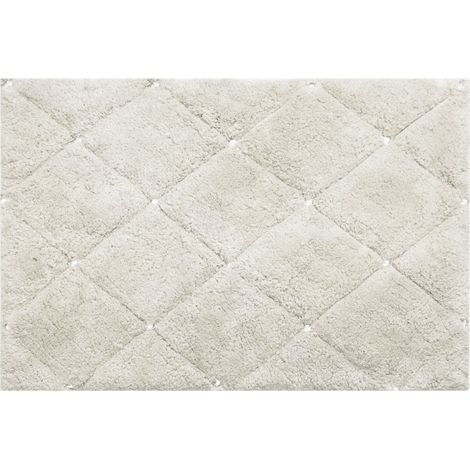 Tapis de bain en coton doux et élégant orné de cristaux 50 x 70 cm, couleur crème (1/4)