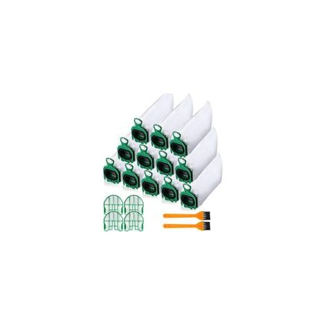 12 Staubsaugerbeutel für Vorwerk Kobold VB100 VB 100 FP100 FP 100, Ersatz-Staubbeutel-Set, Staubsaugerbeutel kompatibel mit 4 Motorfiltern + 2 Reinigungsbürsten - Crezuo (1/4)