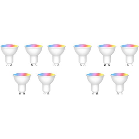 Lot de 10 ampoules LED intelligentes Tuya WiFi GU10, dimmables, 6 W, 220 V, compatibles avec l'application Smart Life et Alexa/Google.