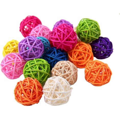 Ensemble de 2 boules en rotin tressé violet, identiques, pour décoration de table (mariage, fête, Noël). (1/5)