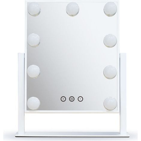 , Hollywood Vanity Mirror, 25cm x 30cm, 3 Colors Adjustable Brightness, Explosion-Proof Glass Vanity Mirror with 9 Dimmable LED Bulbs, White (1/5)