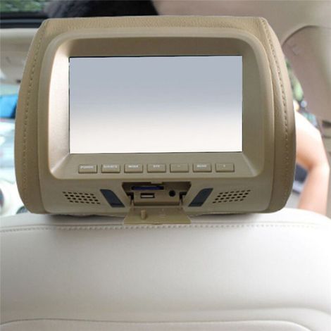Monitor universale da 7 pollici per poggiatesta auto per sedile posteriore, beige (1/4)