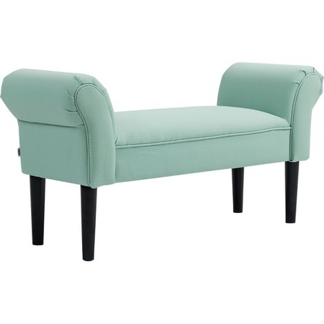 Banc Entrée Bout de Lit Rembourré pour Chambre à Coucher, Tissu à Voile, vert, 102 x 36 x 51 cm (1/5)