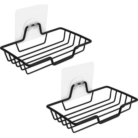 Lot de 2 porte-savons, porte-savon, porte-savon en acier inoxydable, panier à savon avec ventouse, douche, salle de bain, sans perçage, amovible (1/5)