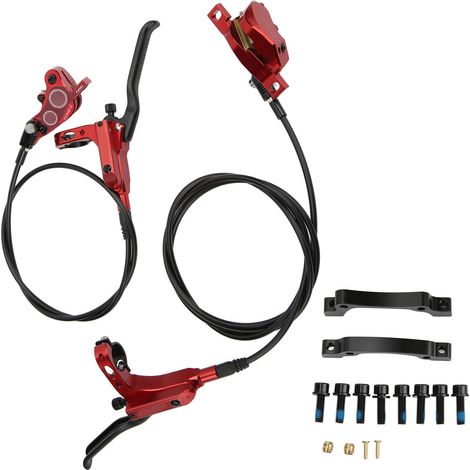 Frein hydraulique à disque VTT ZTTO 4 pistons avant/arrière, frein à huile bilatéral CNC pour vélo de montagne, couleur rouge. (1/5)