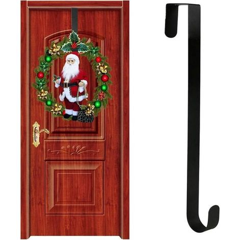 (noir) Crochet de suspension en métal de qualité supérieure pour couronne, 38,1 cm, pour décoration de Noël, grand format (1/5)