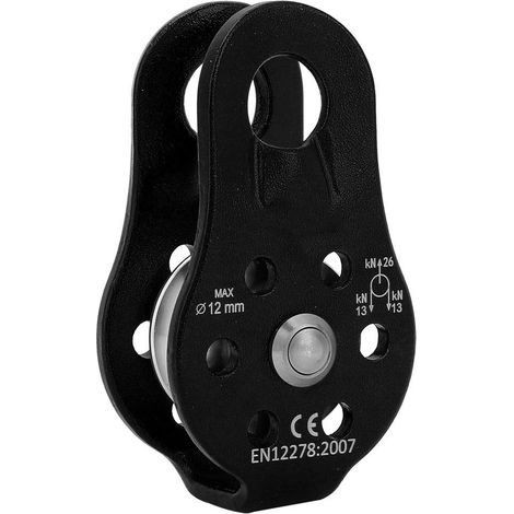 Climbing Pulley - Black Pulley Simple Rescue Pulley Aluminum Alloy 26kn Black Climbing Equipment for Climbing Transport (1/5)