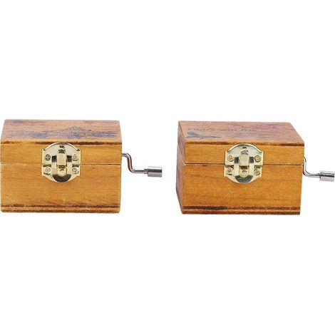 2 Pièces Boîte à Musique à Manivelle en Bois, Décoration Maison Cadeau Anniversaire Noël Enfant (Château Oiseau) (1/5)