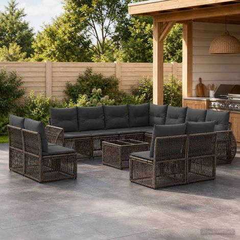 vidaXL Set Divano da Giardino 12 pz Grigio e Grigio Scuro polyrattan (1/5)