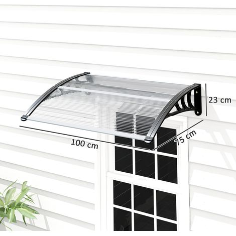 Vordach Haustürvordach 100 x 75 cm Pultvordach Überdachung Polycarbonat Transparent (1/5)