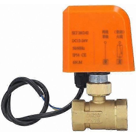 Vanne à bille électrique 2 voies en laiton, 3/4 pouce, normalement fermée, adaptée aux systèmes d'eau et de gaz (1/4)