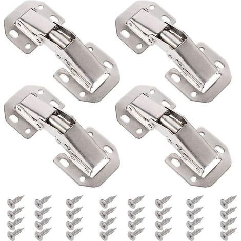 Juego de 4 bisagras para puertas de armario, apertura de armario con 32 tornillos, bisagras plegables automáticas de acero inoxidable, bisagra de cierre para puertas de armarios de cocina y muebles. (1/4)