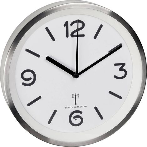 Horloge murale TFA Dostmann 60.3535.02 radiopiloté(e) 25.3 cm x 42 mm aluminium (brossé) (1/4)