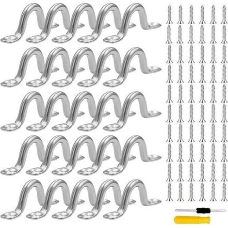 40 Pontet INOX, Acier Inoxydable Pontet avec 80 vis & 1 Tournevis pour Bateau et Kayak,Pont,Voile D'ombrage de Voiture,Gréement de Cano (6 mm) (1/4)