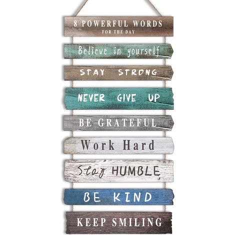 Plaque Murale En Bois - Motivation Inspirante - Décoration Murale Rustique Pour Bureau Maison Chambre Salle De Bain Salle De Classe - Lot De 9 Pièces (1/5)