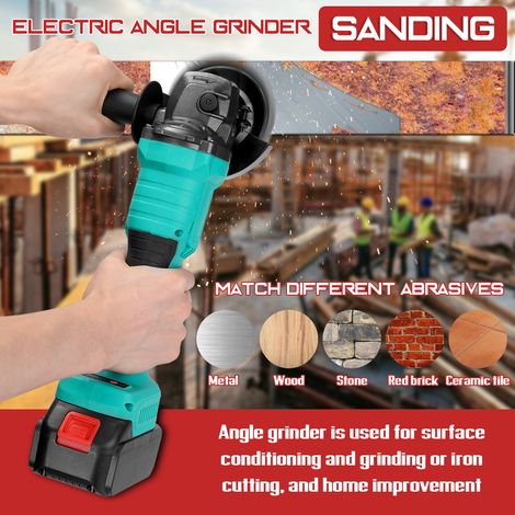 Meuleuse d'angle électrique multifonctionnelle portable 100 mm, 18 V, 11 000 tr/min, outil de meulage à haute vitesse de rotation pour la découpe du bois et du fer. (1/2)