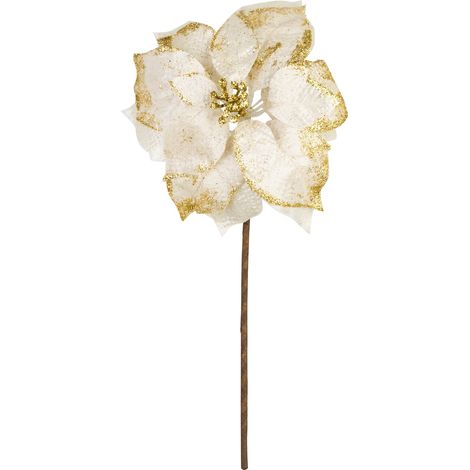 Blume MagicHome Weihnachten, Weihnachtsstern, weiß, Stiel, 38 cm, Blütengröße: 24 cm (1/2)