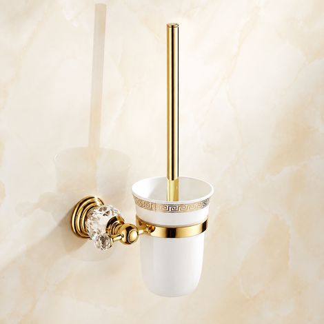 Brosse WC doré et cristal accessoire pour salle de bain et toilettes en acier inoxydable 500 g – Livraison gratuite (1/4)