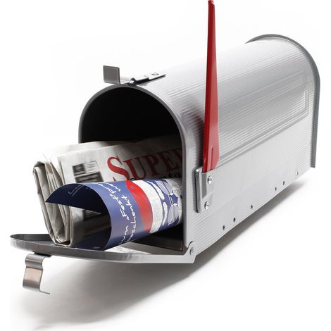 Buzón correo US Mail diseño americano gris plateado decorativo correo cartas con bandera vintage (1/6)