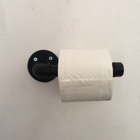 Sollbry Porte-papier toilette industriel, support mural rustique pour papier toilette, support de papier toilette vintage robuste pour salle de bain, ferme, cuisine, chambre à coucher (noir) (1/3)