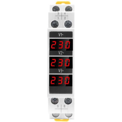 Disjoncteur SDM010, type rail modulaire, voltmètre numérique triphasé, instrument électrique électronique, AC 80-500 V, 1 pièce (1/4)